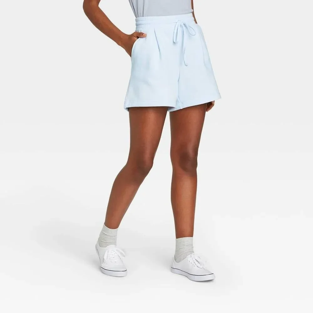 A New Day High-Rise Tie Waist Knit Lounge Shorts, Light Blue NWT $15 Size XS